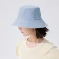 Women's light blue wide-brim bucket hat with checkered lining for sun protection - 55-60cm / Clear Sky Blue