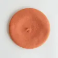 Elegant wool beret for women in warm burnt orange, retro autumn style accessory - M (56-58cm) / Orange