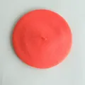 Retro wool beret in vibrant orange red for women’s autumn winter fashion - M (56-58cm) / Fluorescent Orange