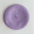 Classic solid purple wool beret hat for women featuring a minimalist vintage painter style - M (56-58cm) / Iris Purple