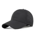 Leichte atmungsaktive schwarze schnelltrocknende Baseballkappe für Herren Sportsonnenhut - Reguläre Größe (55-59cm) / Schwarz