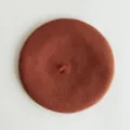 Classic vintage rust red wool beret for women crafted in soft felted felt fabric - M (56-58cm) / Ochre Red