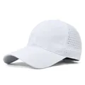 Atmungsaktive weiße schnelltrocknende Baseballkappe mit Laserlöchern für Sport und Sonnenschutz - Reguläre Größe (55-59cm) / Weiß