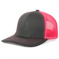 Two-tone trucker baseball cap featuring black cotton panels and hot pink mesh back - M (56-58cm) / Dark Gray And Rose Red
