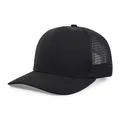 Detailed side view of plain black trucker cap with breathable mesh back and front - M (56-58cm) / Black