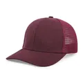 Classic maroon trucker baseball cap with breathable mesh back and curved sun visor detail - M (56-58cm) / Burgundy