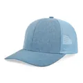 Detail view of light blue mesh trucker hat with heathered fabric texture - M (56-58cm) / Light Blue