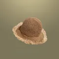 Handmade woven straw fisherman hat with frayed brim details for summer sun protection - One Size / Khaki Frayed Edge