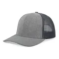 Profile view of gray trucker hat with breathable navy mesh back and curved brim design - M (56-58cm) / Deep Heather Grey