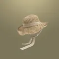 Elegant hand-woven straw sun hat with delicate lace ribbon for women's summer beach outings - One Size / Beige Lace Rope