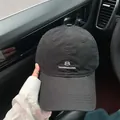 Black minimalist embroidered soft top baseball cap in American street style for men and women - Adjustable / Night Black