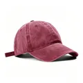 Premium vintage washed cotton baseball cap in a deep wine red shade with soft top design - Adjustable / Burgundy