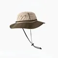 Outdoor wide brim sun protection bucket hat for men featuring an adjustable chin strap - Normal Circumference / Off-White & Green