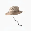 Breathable khaki wide brim sun protection bucket hat for men's summer outdoor sports - Normal Circumference / Beige & Khaki