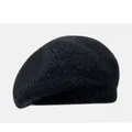 Warm and elegant black wool and mohair knitted beret hat for women's autumn winter fashion - M (56-58cm) / Black