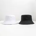 Λευκά και μαύρα μονόχρωμα καπέλα bucket για ηλιοπροστασία και καθημερινή χρήση - M (56-58cm) / Λευκό + Μαύρο (Διπλής Όψεως)