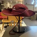 Burgundy outdoor hiking hat with wide brim and adjustable chin strap for camping - M (56-58cm) / Burgundy