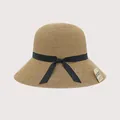 Wide brim UV protection straw cloche hat with an elegant black ribbon bow decoration - Wide Ribbon Simple Black