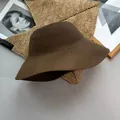 Wide-brimmed brown woven straw sun hat for women featuring foldable Japanese style - Adjustable (56-58cm) / Coffee