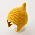 Adorable bright yellow knit baby hat with a cute pointy top and ear protection flaps - One Size (40-48CM) / Yellow