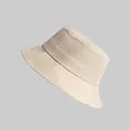 Detailed macro view showing breathable laser-cut eyelets on beige summer sun bucket hat - M (56-58cm) / Khaki