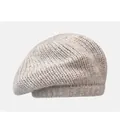 Soft 60% wool mohair knitted beret in beige grey for women's autumn winter fashion - M (56-58cm) / Oatmeal Beige