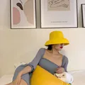 Vintage French style yellow wide-brim straw hat for women's summer sun protection - Adjustable (55-60cm) / Short Brim / Yellow