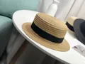 Chapeau de paille classique pour femmes avec ruban noir élégant pour l'été - M (56-58cm) / Chameau