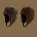 Reversible winter aviator hat in brown corduroy and soft lamb wool with ear flaps - One Size(56-58cm) / Reversible / Dark Brown