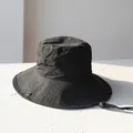Sombrero de pescador negro de secado rápido con ala ancha y barboquejo ajustable - Talla Única (55-60cm) / Negro