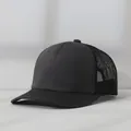 Detail view of a black mesh trucker baseball cap with a breathable back - Adjustable (56-58cm) / Dark Gray with Black Mesh