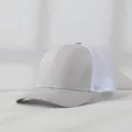 Detailed side view of a light grey and white breathable mesh trucker cap for summer - Adjustable (56-58cm) / Light Gray with White Mesh