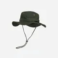 Vue détaillée de profil d'un chapeau de soleil d'extérieur avec mentonnière réglable - Taille unique / Vert Militaire