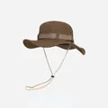 Chapeau de soleil marron à l'extérieur avec bord large et mentonnière réglable solide - Taille unique / Chameau