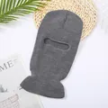 Passamontagna in maglia grigio per esterno, design a foro singolo per calore invernale - Taglia unica / Grigio