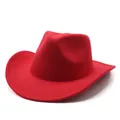 Klassischer roter Cowboyhut aus Wollfilz mit geschwungener Krempe für Damen und Herren - M (56-58cm) / Rot