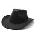 Klassischer schwarzer Western-Cowboyhut aus Filz mit stilvoll geschwungener Krempe - M (56-58cm) / Schwarz