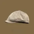 Classic British vintage newsboy cap in beige with octagonal design for unisex wear. - Elastic (56-58cm) / Beige