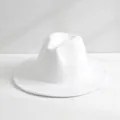 Detailed view of a classic white wool fedora hat with a wide flat brim - Adjustable (55-57.5cm) / British Jazz Style (2701080JL135) / White
