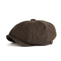 Classic vintage brown herringbone newsboy cap with eight-panel design for unisex style - M (55-58cm) / Spring/Autumn Herringbone Style / Coffee