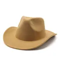 Klassischer Vintage Western Cowboyhut aus Filz mit Rollrand in elegantem Hellbraun - M (56-58cm) / Camel