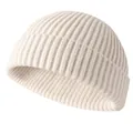 Berretto docker in maglia a coste beige crema per uomo e donna accessorio hip-hop - Taglia unica / Crema