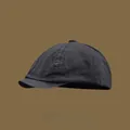 Vintage British style dark grey eight-panel newsboy beret cap made of soft cotton fabric - Elastic (56-58cm) / Gray
