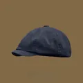 Classic vintage navy blue newsboy cap in washed cotton for a retro British style - Elastic (56-58cm) / Navy Blue