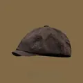 Vintage dark brown cotton newsboy cap in octagonal style for unisex autumn outfits - Elastic (56-58cm) / Coffee