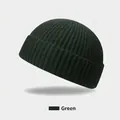Berretto docker professionale in maglia verde scuro con trama a coste per uomo e donna - Taglia unica / Verde militare