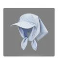 Stijlvolle retro blauw-wit gestreepte hoofddoek zonnehoed met vizier voor dames buiten - M (56-58cm) / Lichtblauw