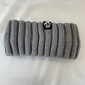 Wide vintage grey knitted elastic headband for women, thick warm winter ear warmer. - Gray