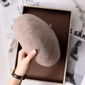Elegant oatmeal wool beret for women with a soft felt texture and classic design - 80S Australian Wool / Adjustable / Mocha