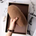 Classic camel wool beret for women with a premium soft felt texture for autumn winter - 80S Australian Wool / Adjustable / Camel